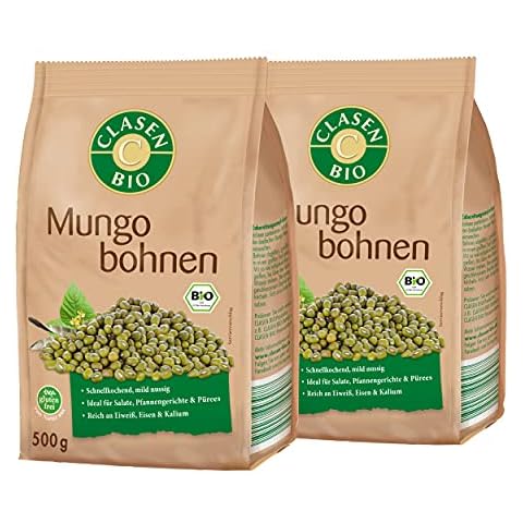 2x CLASEN BIO grüne Mungobohnen getrocknet, vegan und glutenfrei - 500g Cover