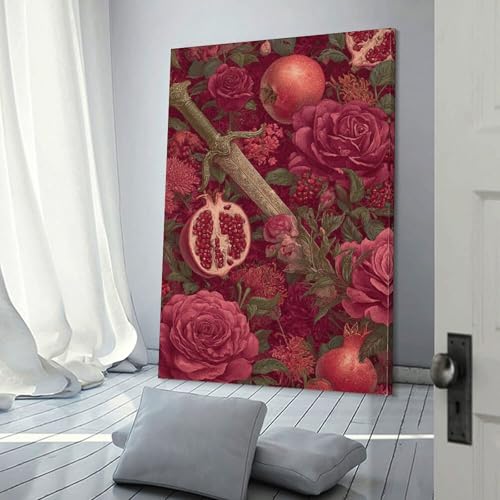 Décoration murale salon fleurs et épées 60x90cm tableau sur toile grand format