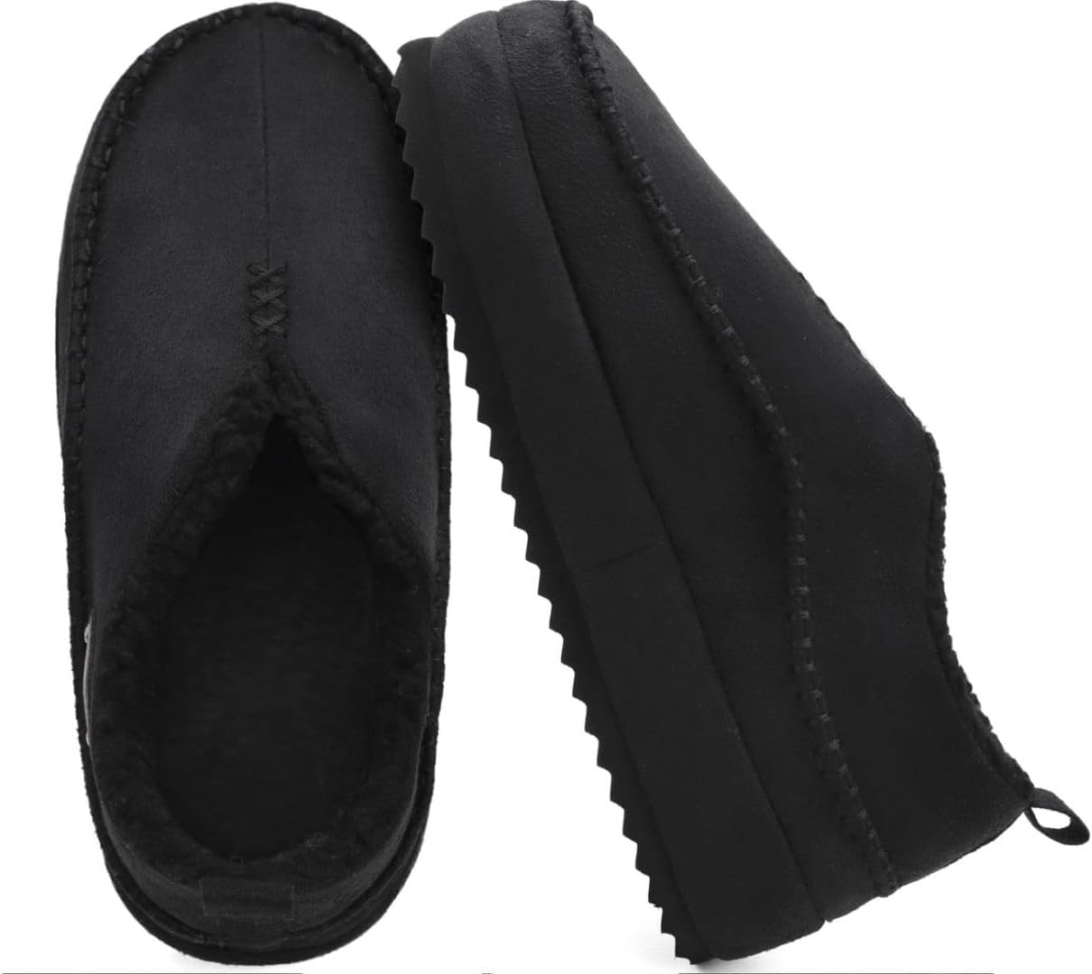 KuaiLu Men’s Slippers Cozy Memory Foam House Slipper Shoes Warm Suede Winter Moccasins Slip-on Boots Slippers For Man with Fuzzy Sherpa Lining & Indoor/Outdoor Hard Rubber Sole