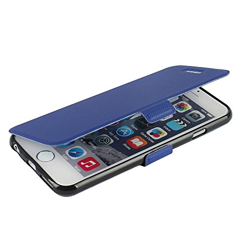 MTRONX para Funda iPhone 6s, Funda iPhone 6, Cover Carcasa Case Caso Ultra Folio Flip PU Cuero Suave TPU Delgado Piel con Cierre Magnetico Soporte Estante para Apple iPhone 6s iPhone 6 - Azul(MS-BU)