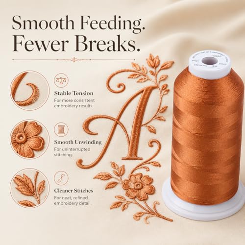 Image of Simthread Embroidery Machine Thread 5000M 40WT Polyester, Clay Brown 339 | 5000M 40WT polyester thread feeds smoothly for home or commercial embroidery projects.