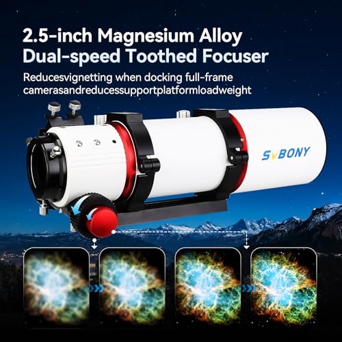 Image of SVBONY SV550 Telescope, 80ED F6 Triplet Apochromatic Refractor OTA, 2.5 inch Micro-Reduction Rap Focuser, 87mm Back Focus Distance, Telescope for Adults High Powered, for Deep Sky Astrophotography&Visual