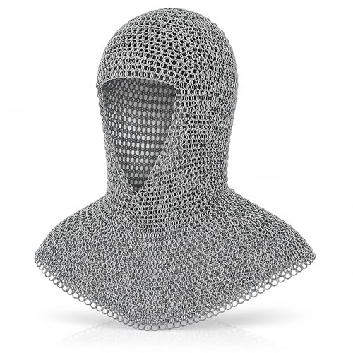 Armory Replicas Medieval Chainmail Coif Armor Stainless Steel 18.75 Inches Silver