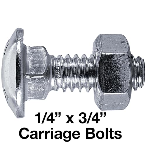 Image of Carriage Bolts 1 /4-20 x 3 /4 inch: Galvanized Bulk Chain Link Fence Carriage Bolts (25 Pieces)
