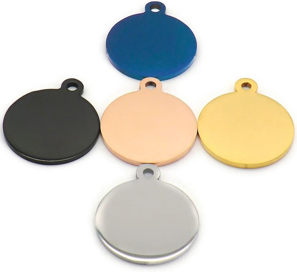 Wholesale 100Pcs Blank Pet Identification Name Address Tags Personalized Cat and Dog Id Tags Stainless Steel Pet Tag Nameplates Customized Anti-Loss Cat and Dog Tag Pendants,Black,L 35x39mm