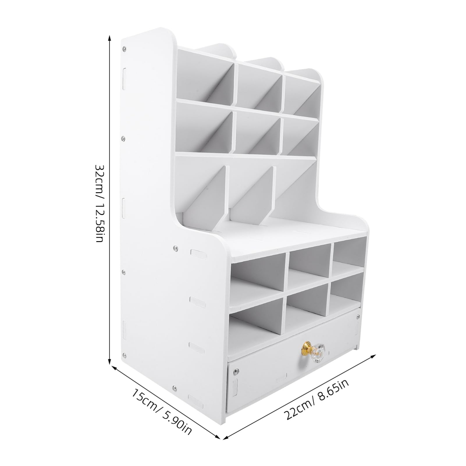 Organizer per Penne da Scrivania Portapenne in Pvc e Legno Contenitore Portaoggetti Scomparti Multipli Accessorio per Ufficio e Studio