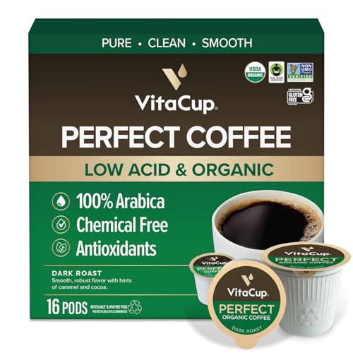 VitaCup Perfect Low Acid Coffee Pods, USDA Organic...