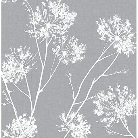 NextWall One O'Clocks Botanical Peel and Stick Wallpaper (Cove Gray) Cover