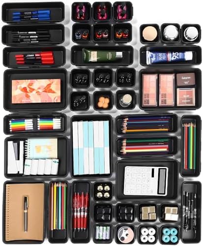 A-LuGei Organisateur Tiroir 32 Pièces - Rangement Cuisine Bureau Maquillage Outils Plastique