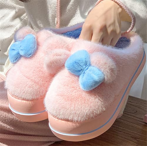 Epsion Cute Bow Rabbit Fuzzy Slippers for Women Comfy Plush Bunny House Shoes Indoor Outdoor3