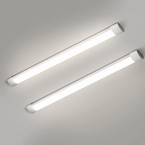 Paquete de 2 luces LED de listón de 4 pies, luz ultrafina montada en superficie de techo, 40 W, 4000 K, IP20, lámpara de techo LED para garaje,