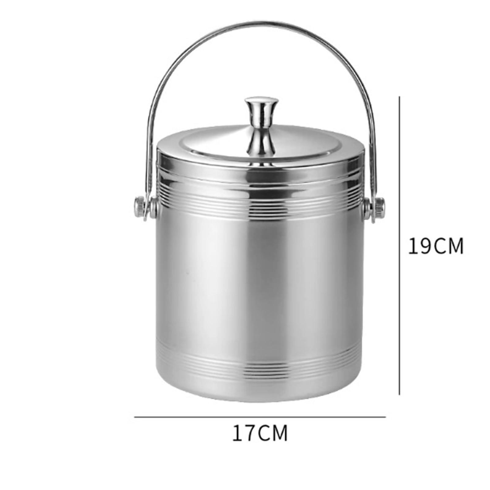 Cubo de champán Cubitera de Doble Pared Acero Inoxidable con Tapa y Pinzas for Hielo Cubo/Enfriador de Bebidas(Medio)