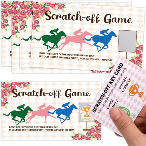 Fancy Land 52 Pcs Horse Racing Scratch Off Cards Horse Racing Game Party Kentucky Party Supplies Derby Favors