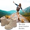 Athlefit Women's Work Waterproof Hiking Combat Boots Lace up Low Heel Booties Ankle Boots