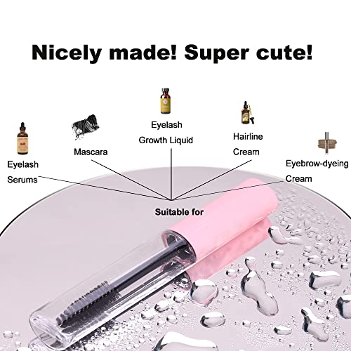 YITOU 12 Pcs 10ml Empty Mascara Tube with Eyelash Wand for Castor Oil, Refillable Clear Bottle Sample Size Container for Eyelash Eyebrow DIY Cosmetics Bulk Wholesale, Pink2