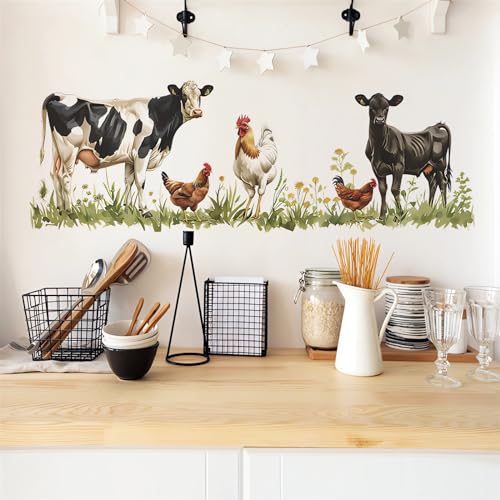 Vinilo Decorativo sácinora Animales Cow Angus Chickens miniatura 1