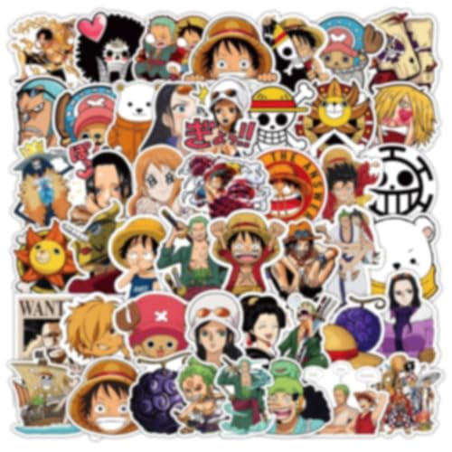 Image of 50+PCS Anime One Piece Stickers - Waterproof Vinyl Stickers for Laptop, Phone, Luggage & More | Luffy, Zoro, Straw Hat Pirates & Anime Fans
