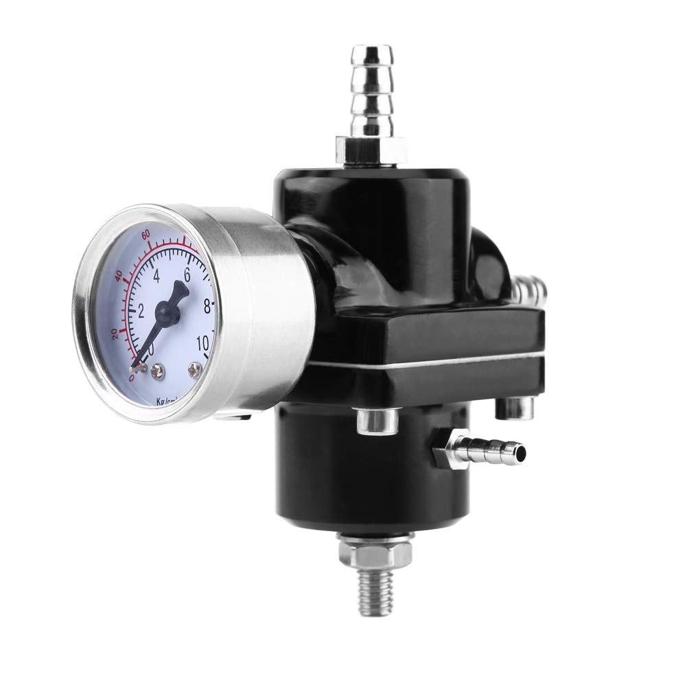 Regolatore di Pressione Carburante Regolabile 0-140 PSI in Alluminio con Manometro per Benzina -