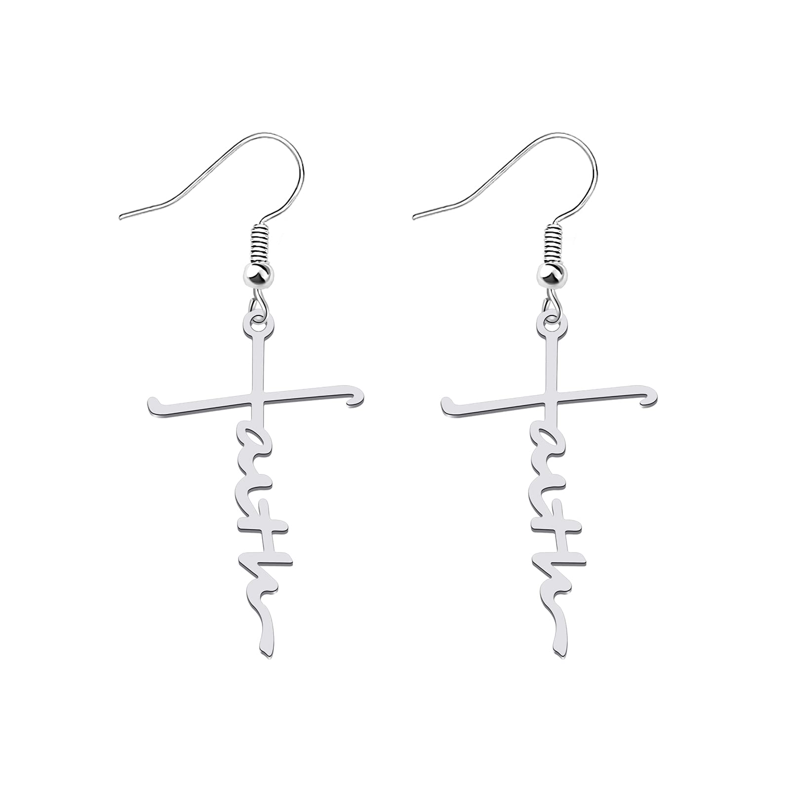 FAADBUK Faith Cross Earrings Christian Jewelry Hope Blessed Fearless Pary Pendant Earrings Religious Inspirational Jewelry