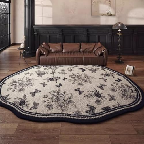 Tapis de forme irrégulière lavable pour salon et chambre