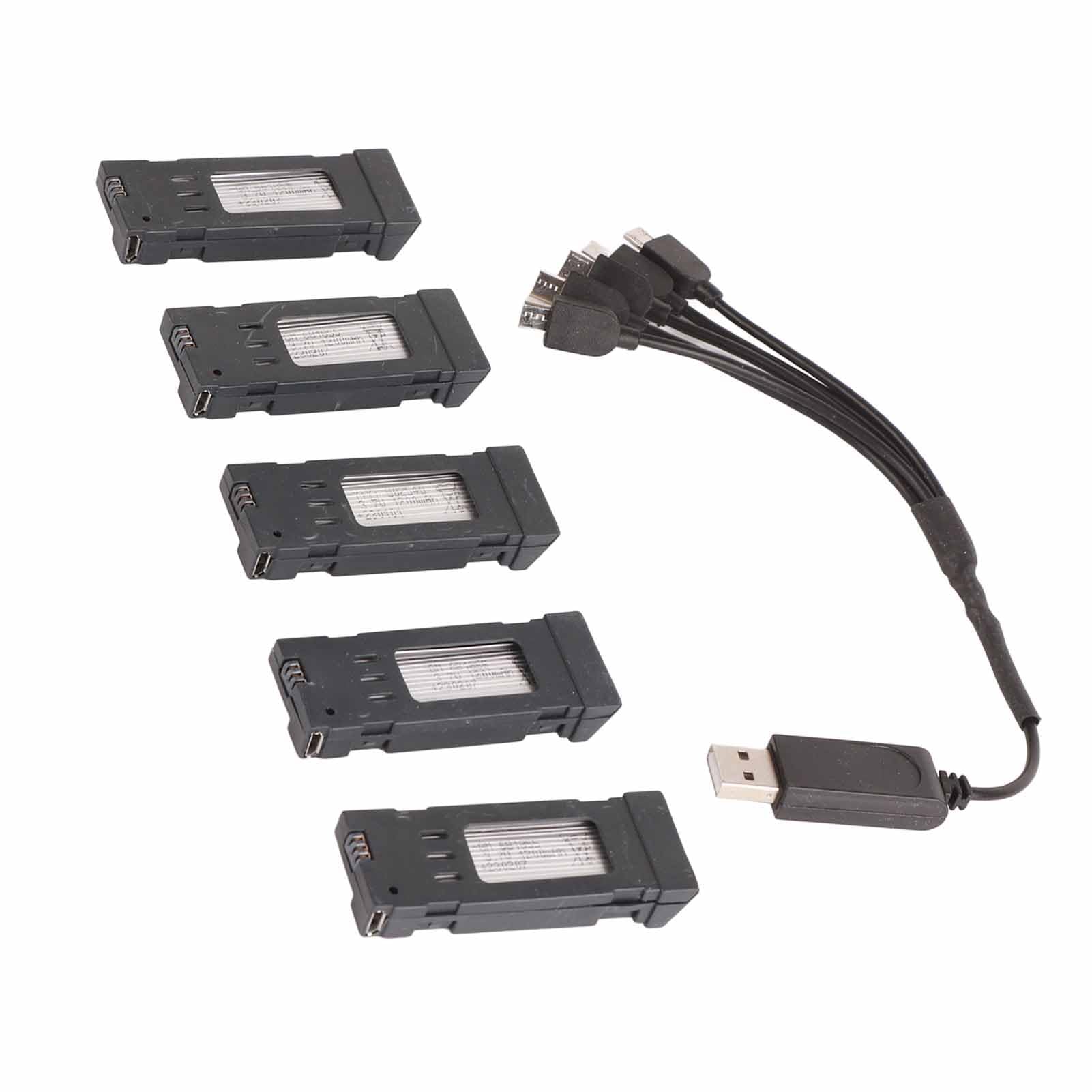 3.7V 600mAH Bateria Litowa, Bateria do Drona z Kablem do ładowarki 5 w 1, Przenośna Bateria do Helikoptera RC do E58 L800 JY019 część Zamienna do Zdalnie Sterowanego Quadcoptera