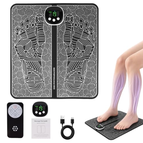 Image of EMS Foot Massager - 19 Intensity Levels 8 Modes Foot Massager for Pain and Circulation, Electric EMS Feet Massagers Mat for Pain Relief and Improve Circulation, Relax Feet and Legs