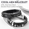 Bandmax Mens Leather Bracelet Viking Bracelets Wristbands For Grandfather Black Rope Beaded Bracelet Men Celtic Knot Jewellery 21cm #5