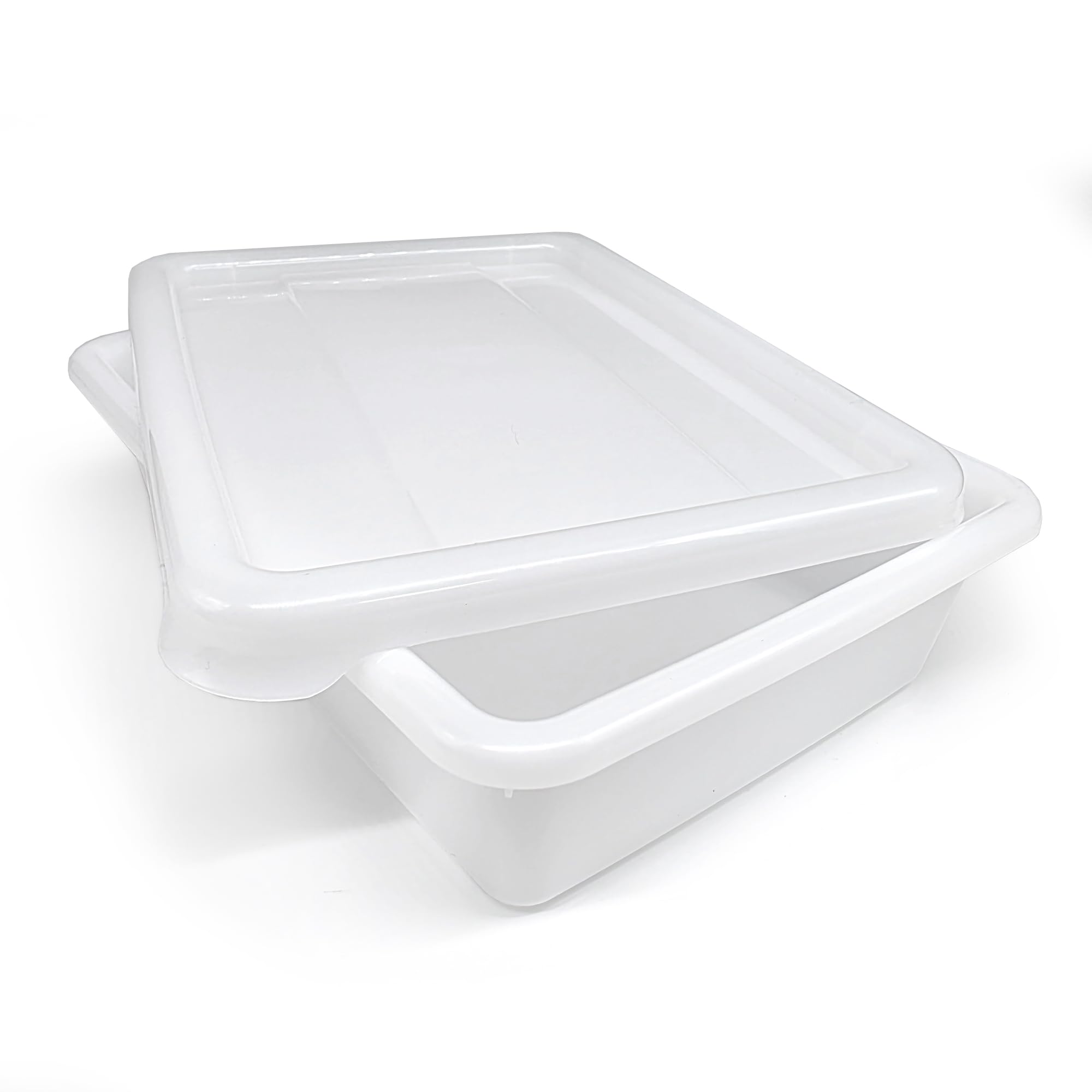 Pack 12 Bandejas Alimentarias con Tapa 2,2L Sin BPA Cocinas y Restaurantes | 26,8x19,7x7cm. Sin BPA. Ideal para comedores, colegios, mercados, panaderías, pizzerías y conservación de alimentos.