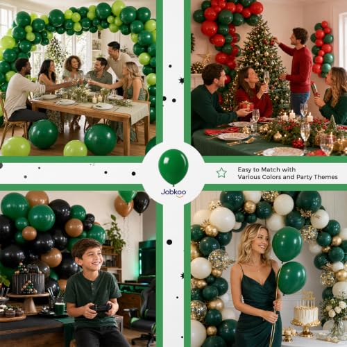 Image of Jobkoo Green Balloons, 12 Inch Dark Emerald Hunter Forest Green Balloon