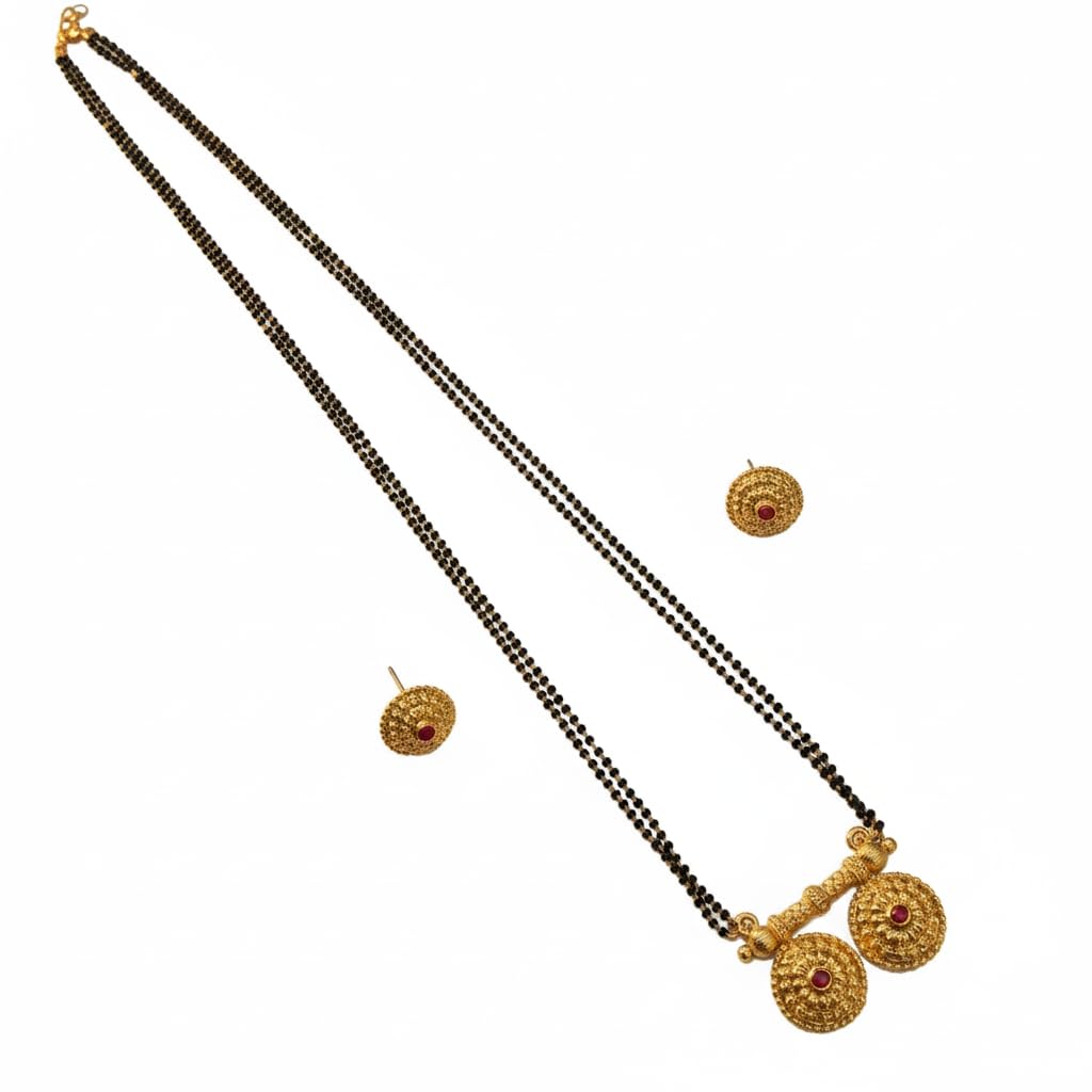 AAIKU Maharashtrian Long Traditional Gold Plated Micro Polish Mangalsutra Vati Pendant for Women and Girl Fashion Chain Necklace Jwellery