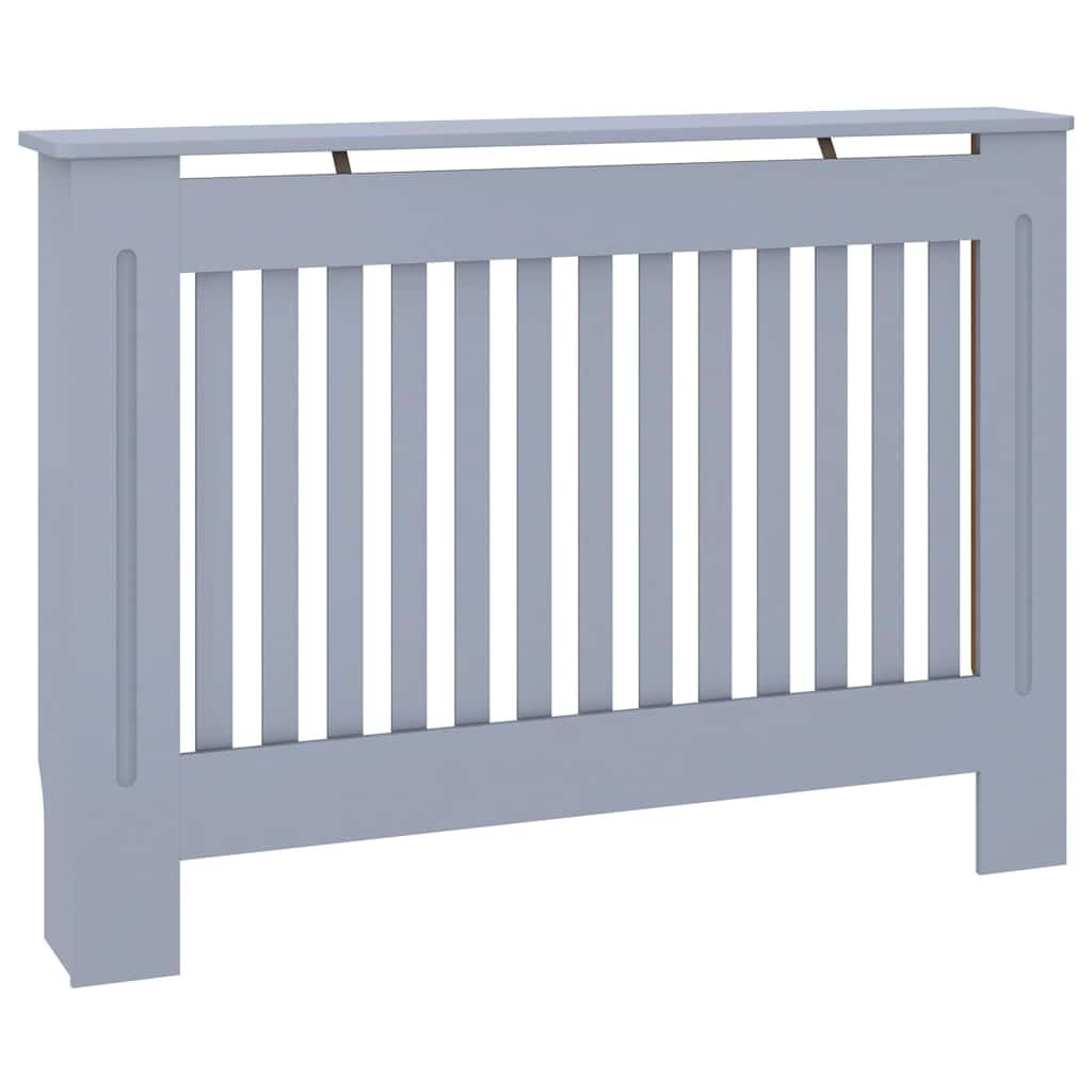 vidaXL Radiator Cover Durable Home Appliance Laqucered Wood Slatted Grill Vertical Slats Cabinet Heating Cover Shelf Heater Unit Grey Engineered Wood โ image 1