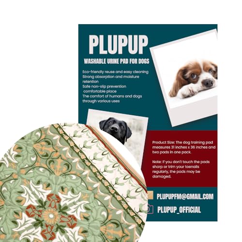 Image of Reusable Dog Pee Pads (2-Pack), Ultra Absorbent & Leakproof, Washable Puppy Training Pads, Non-Slip Backing, 31 inchx36 inch, Sage Tile Pattern (Sage Tile Pattern)
