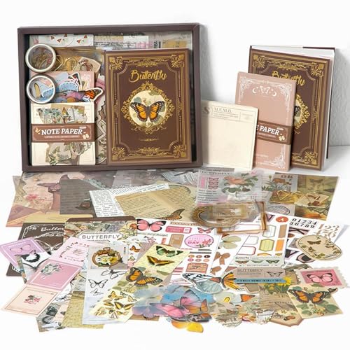 Image of VIBE VISTA Vintage Aesthetic Scrapbook Kit,346 Pcs,A6 Grid Notebook,Washi ,Envelopes,Scrapbook Papers,Folding Labels,Background Papers,Photo Frames,Calendar Stickers,Stickers (NATURE WHISPER)