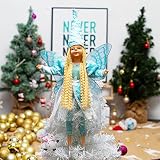Yimiyaa 16" Fairy Christmas Tree Decorations,Handmade Elf Ornament,Golden Elves Home Decor，Doll wit