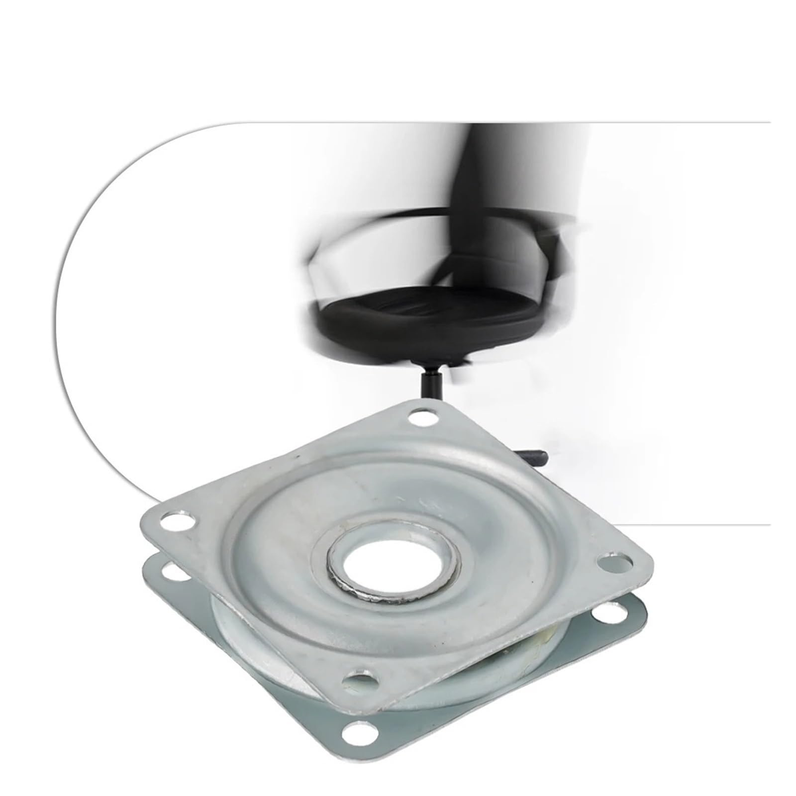 Base girevole con piastra orientabile, Piatto girevole quadrato in acciaio Cuscinetto rotante a 360 gradi da 2-4 pollici for sedie girevoli ufficio(4inches)
