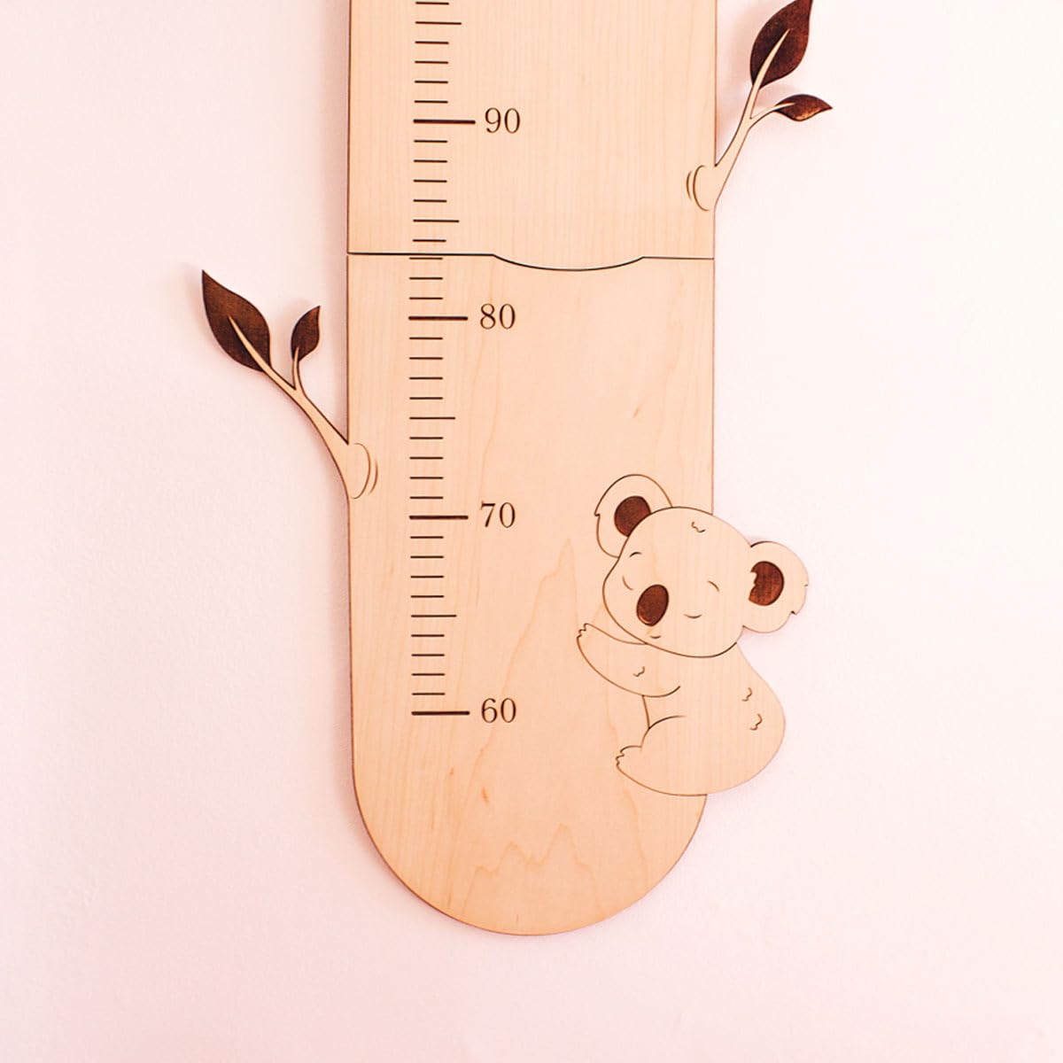 Medidor Koala Infantil Personalizado – Medidor Infantil Pared Madera con Nombre – Regla de Crecimiento para Bebés y Niños – Decoración Habitación Infantil Montessori