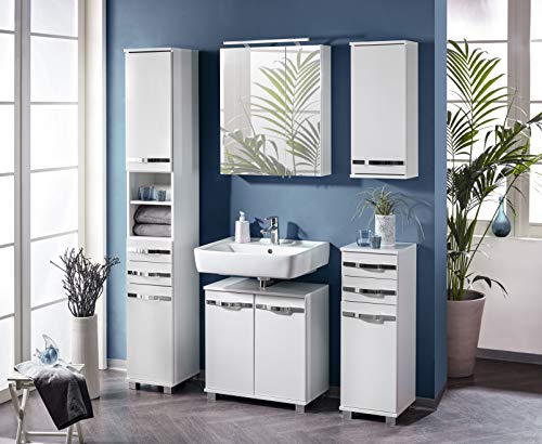 Schildmeyer Under Sink Cabinet, White Shiny, 60 x 63,5 x 32,5 cm