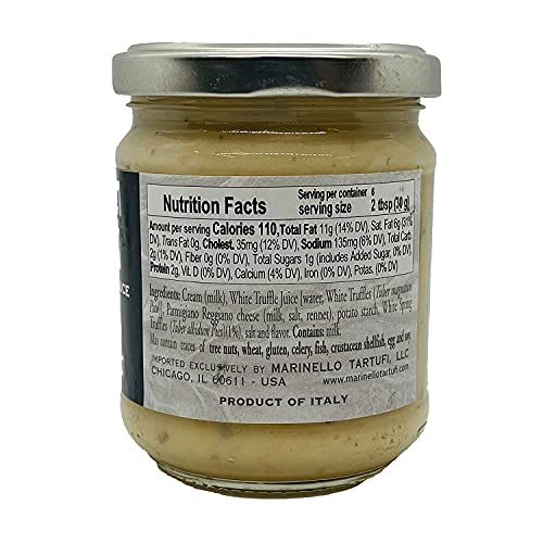 Tartufina Bianca, White Truffle Sauce, 6.35 oz (180 g), Gourmet Sauce, Condiments, Imported from Italy (Umbria)
