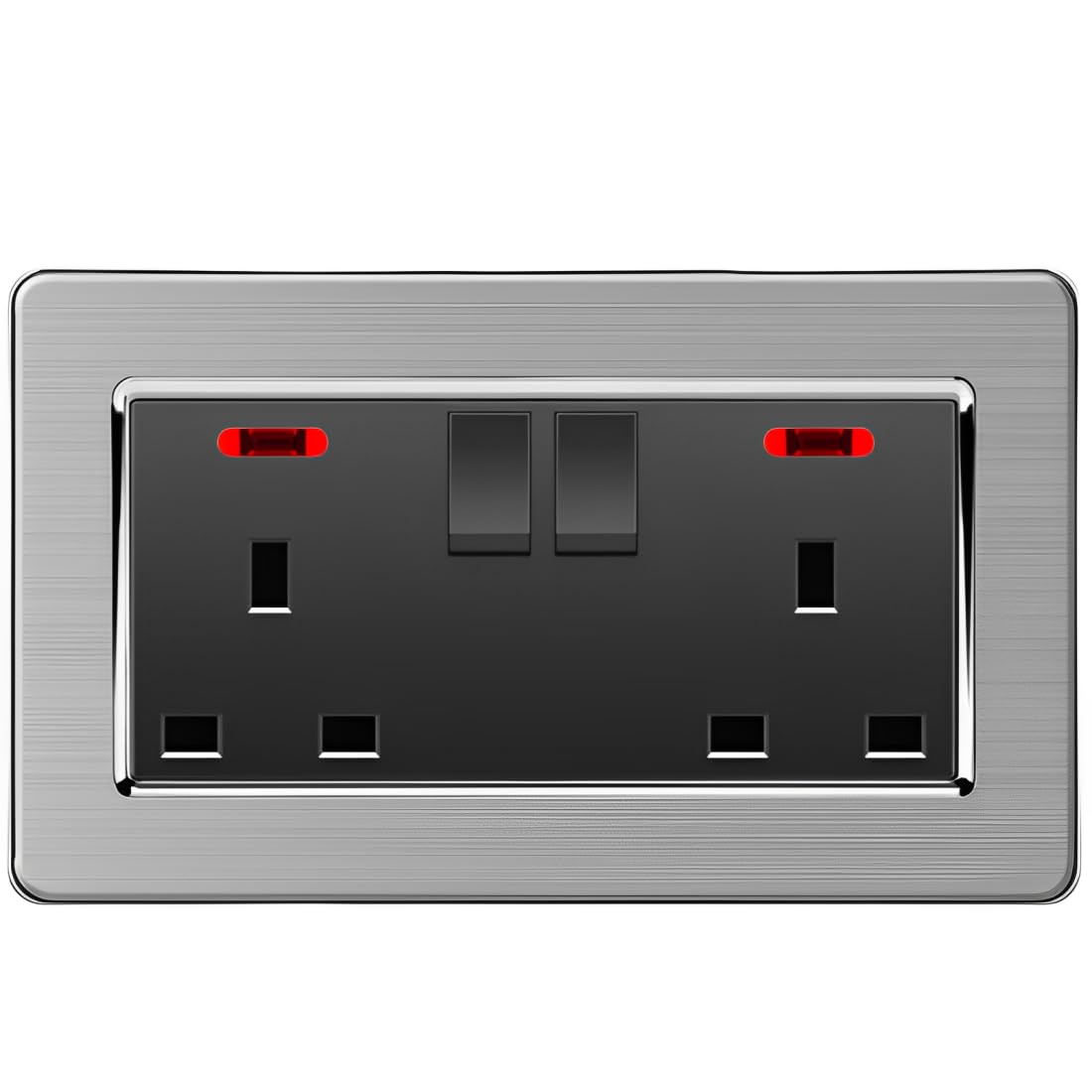 Sponsored Ad – MEI JIA Brushed stainless steel panel Wall Switch Socket Double 13A, light dimmer, 20A, 45A, TV,TEL, Computer, cooker, door bell, Artistic Modern (13A Double Switched Power Socket)