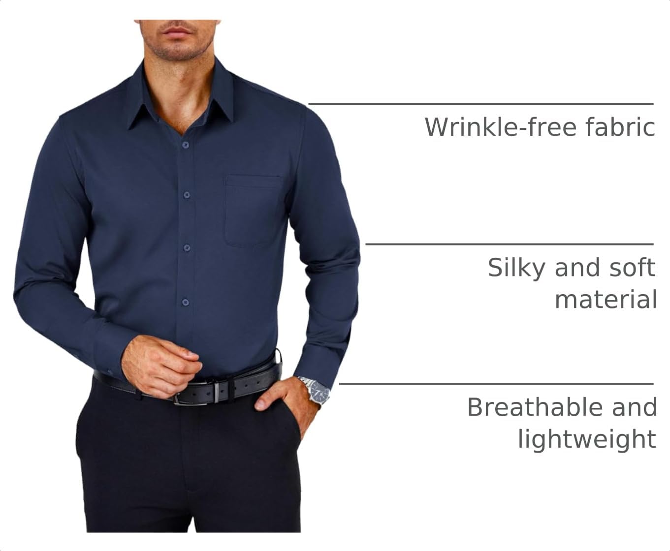 COOFANDY Mens Dress Shirts Wrinkle Free Long Sleeve Button Down Shirts Formal Business Shirt image 4