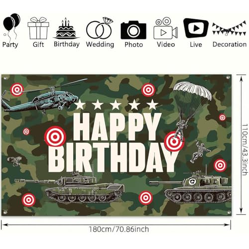 Image of HOMETITUTE Military Happy Birthday Banner Tank 71x43 Inch