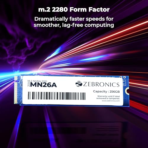 Image of Zebronics 256GB M.2 NVMe SSD, 2280 Form Factor, 2200MB /s Read & 1600MB /s Write, Faster Than SATA SSD, High Performance Storage, Low Power Consumption, Silent Operation, S.M.A.R.T Support (MN26A)