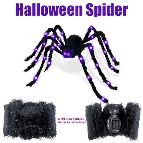 Image of 78 inch Jumbo Halloween Light up Spider Scary Giant Spider for Indoor Outdoor Halloween Spider Decorations Party Favor Yard Home House Decor Multicolor