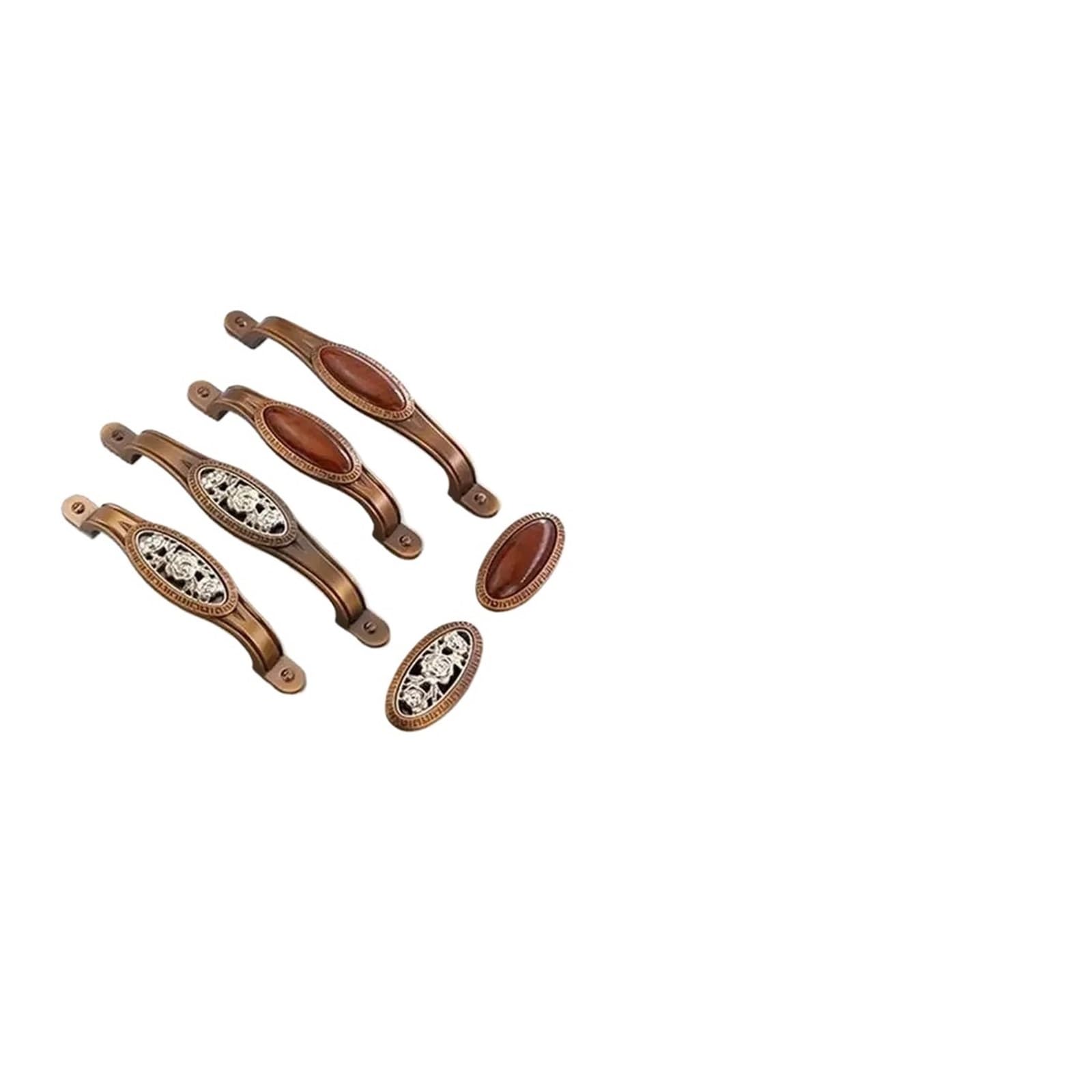 YONMLEDO Brass Vintage Drawer Handles Coffee Antique Copper Handle Retro Zinc Alloy Vintage Door Handle Bronze European Fashion Cabinet Pull Cupboard(96mm)