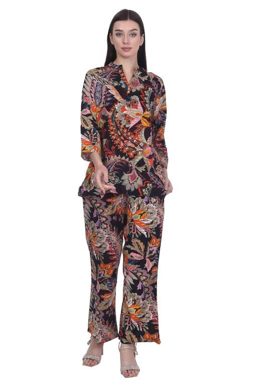 rangriwaz Floral Printed Kaftan Pure Rayon With Trouser Multi-picture-36