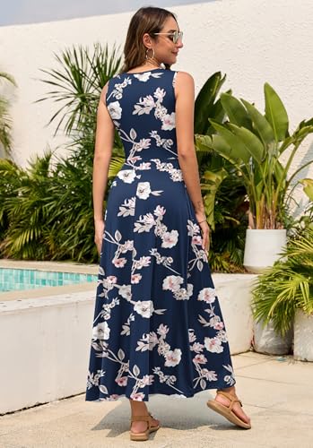 Image of MISFAY Women Maxi Dress Sleeveless Wrap V Neck Summer Boho Casual