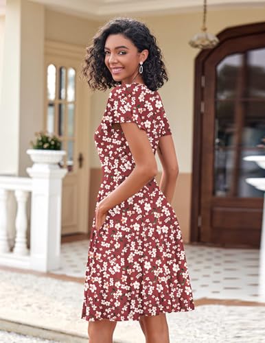 Image of Zeagoo Womens Summer Dress Casual Swing Sundresses Floral Ruffle Short Sleeve Wedding Guest Dress Beach Mini Dress 2026