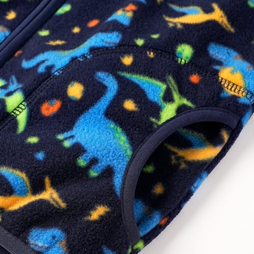 Image of Toddler Boys Girls Fleece Jacket Lightweight Fall Spring 2-12 Years | Soft Anti-Pilling Fleece, Easy Zip-Up, Hand-Warm Pockets, Windproof Stand Collar, Wear Alone or as Layer, Ideal for School