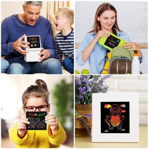 ZMLM-Rainbow-Scratch-Mini-Art-Notes-125-Magic-Scratch-Paper-Note-Cards-for-Kids-Toy-Arts-Crafts-DIY-Party-Favor-Supplies-for-Girls-Boys-Birthday-Halloween-Christmas-Stocking-Stuffer-Gift-Box