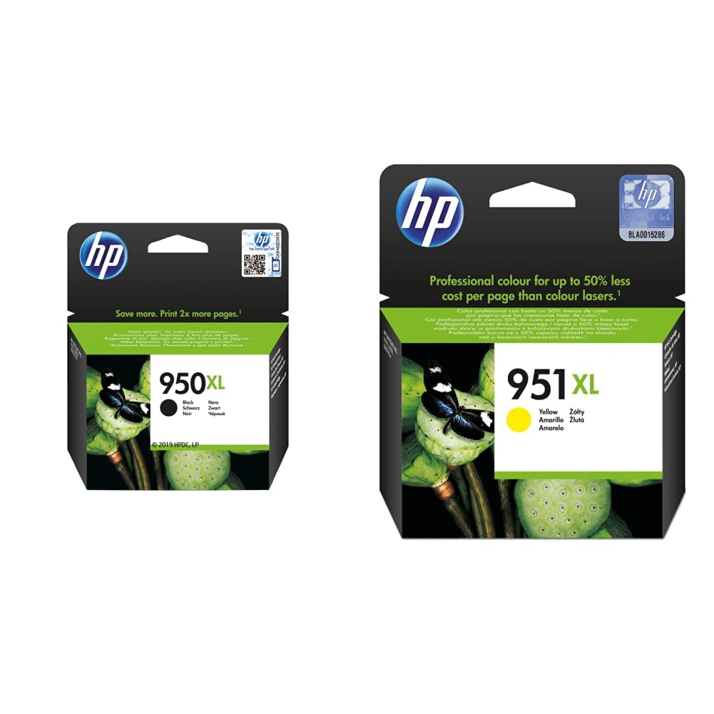 HP950XL High Yield Black Original Ink Cartridge [CN045AE] | Works with HP OfficeJet Pro Printers & 951XL High Yield Yellow Original Ink Cartridge [CN048AE] | Works with HP OfficeJet Pro Printers